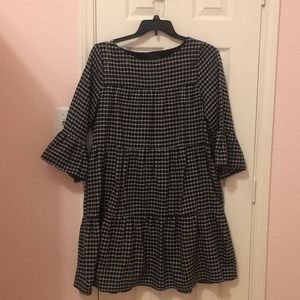 Plaid black and white dress
